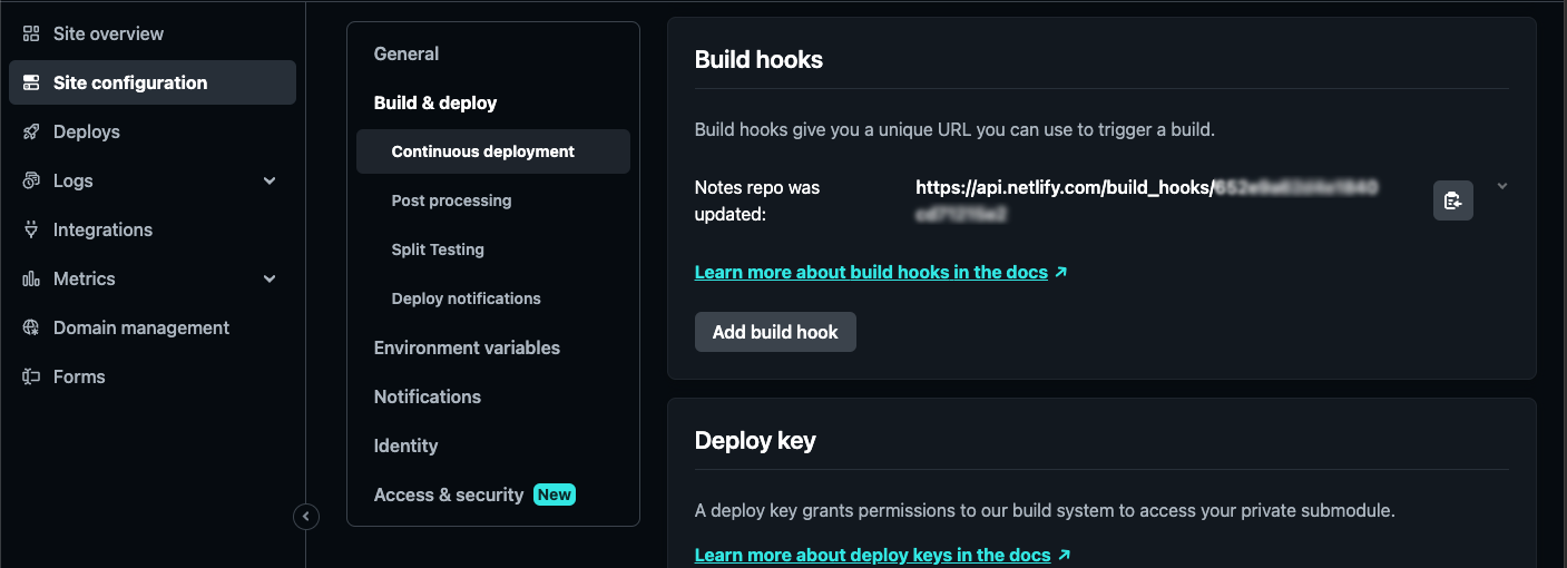 Netlify build hooks